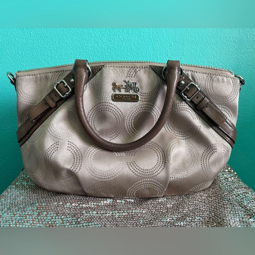 Coach Beige and Brown Women's Handbag - Picture 2 of 8